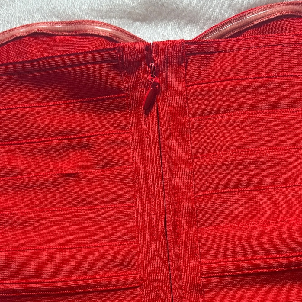 Celeb Boutique Elegant Red Strapless Dress - Picture 3 of 7